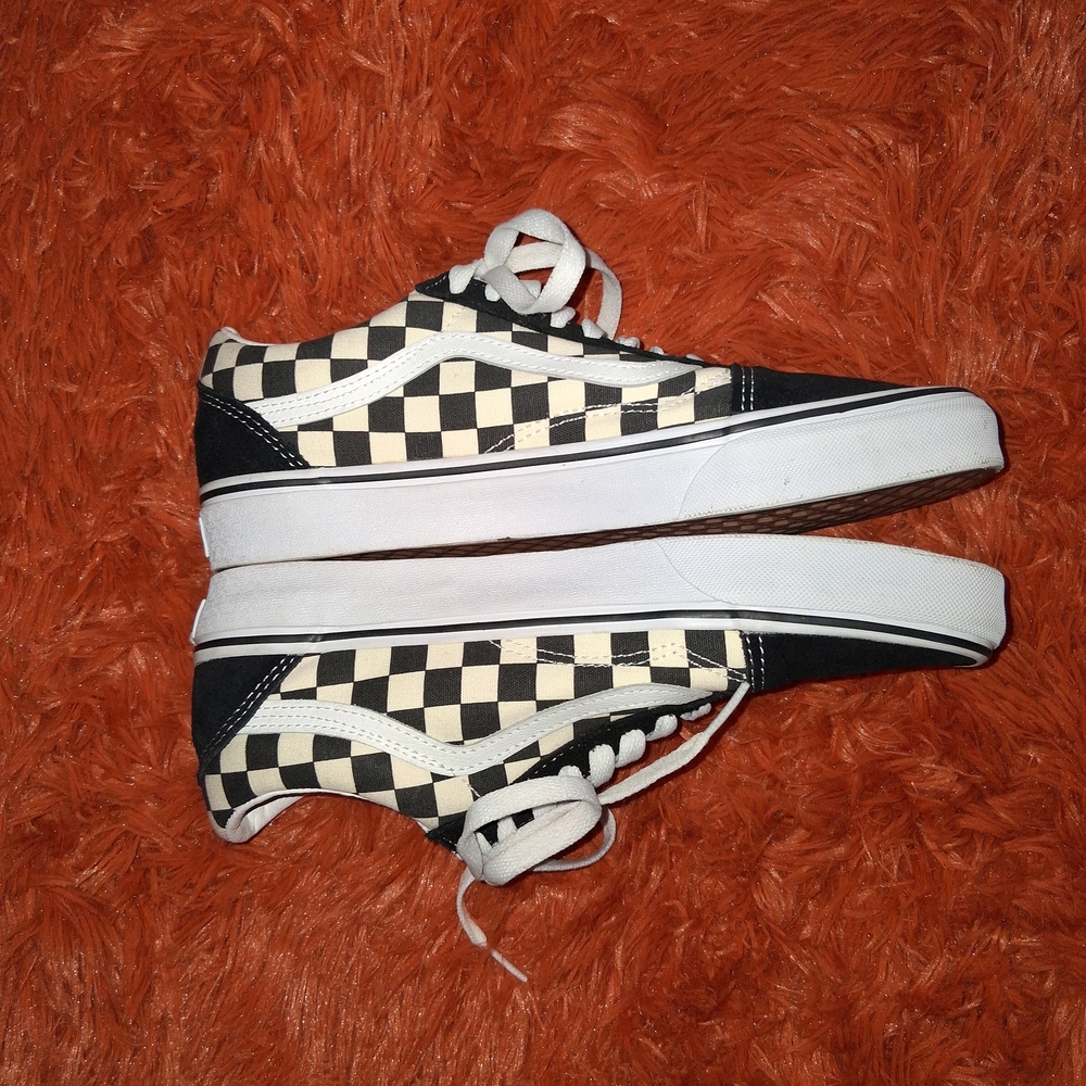 Vans Old Skool Checkerboard Sneakers in Black & Cream